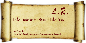 Löwbeer Ruszlána névjegykártya